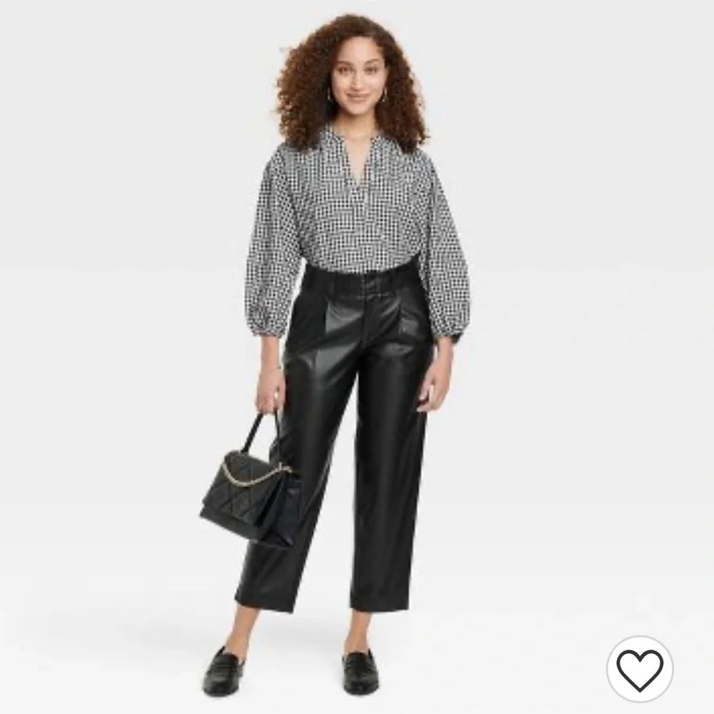 A NEW DAY Popover Top in Black/White Gingham NWT Small - Picture 13 of 13
